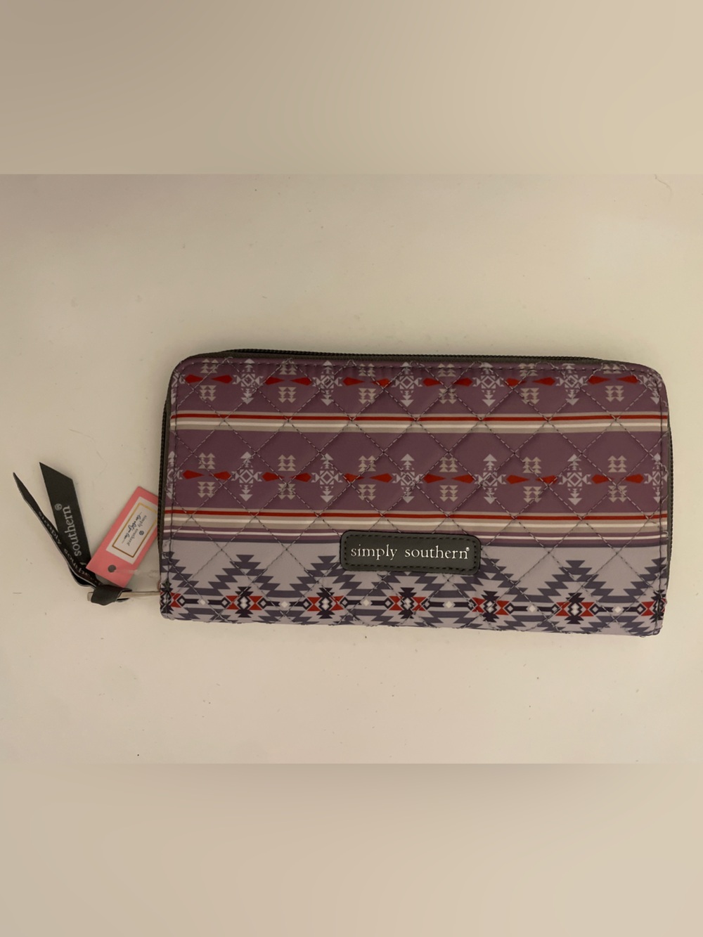 Simply Southern Lavender Quilted Zip-Around Wallet with Aztec Print